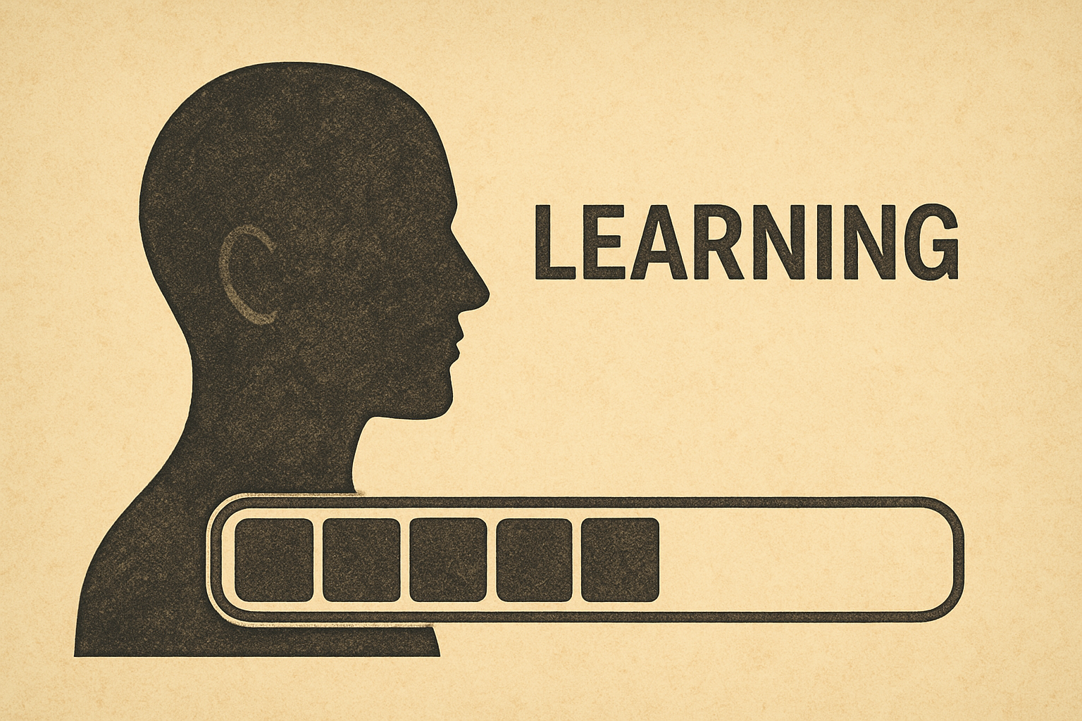 Una figura umana con una barra di caricamento, a simboleggiare l'apprendimento continuo